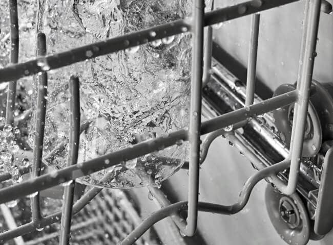 Close up of dishwasher rack