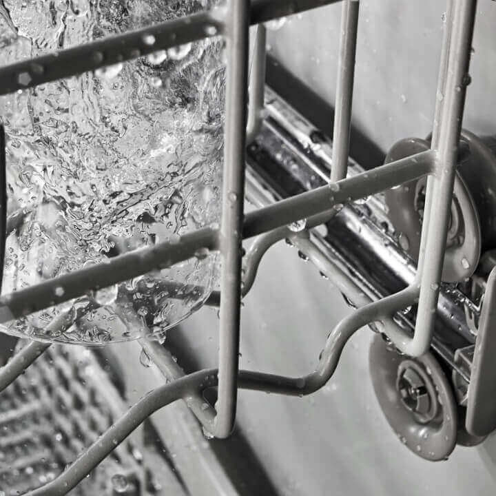 Close up of dishwasher rack