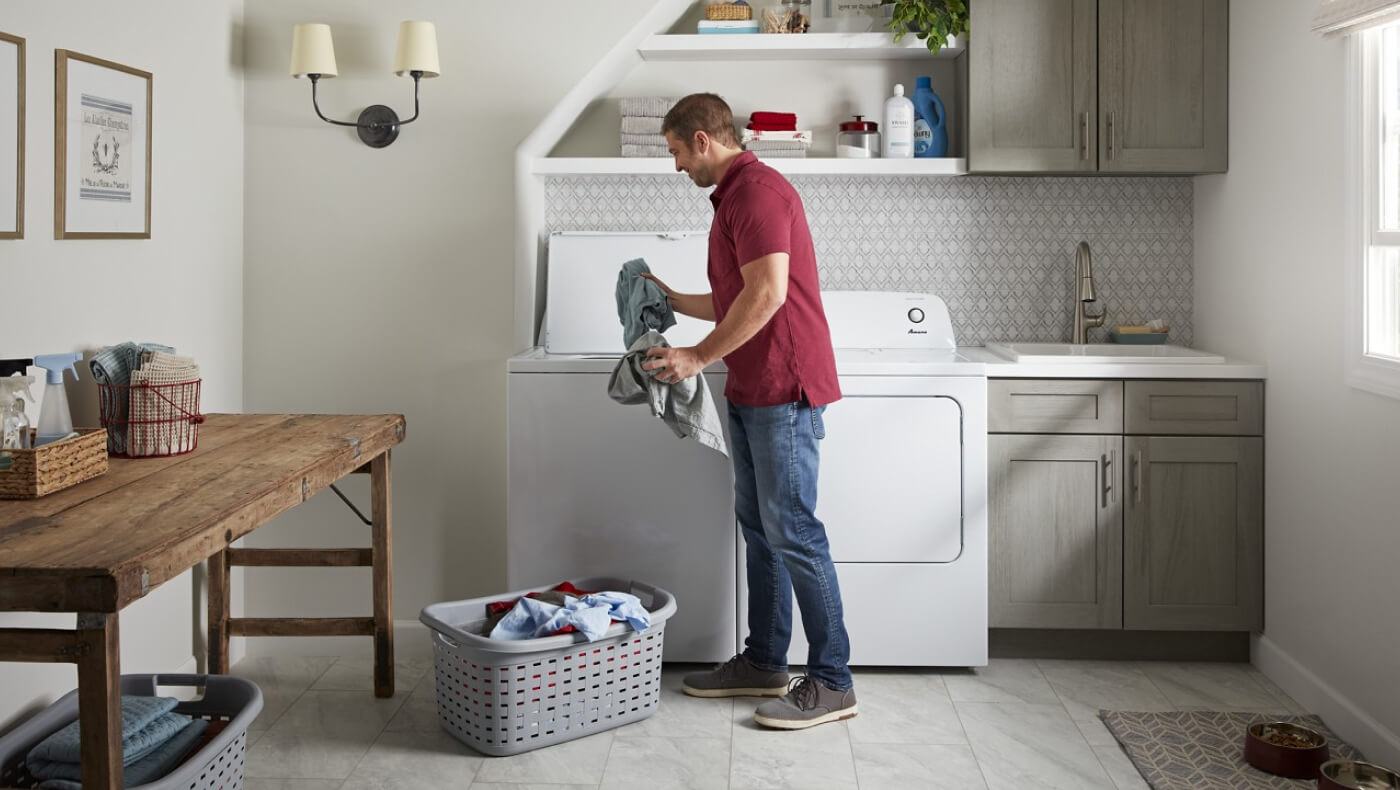 Person doing laundry
