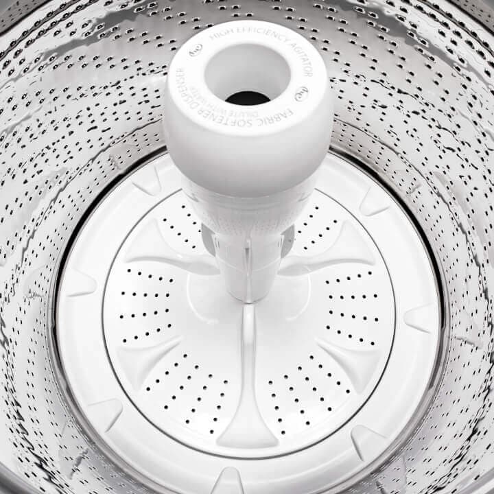 Interior of washer showing agitator