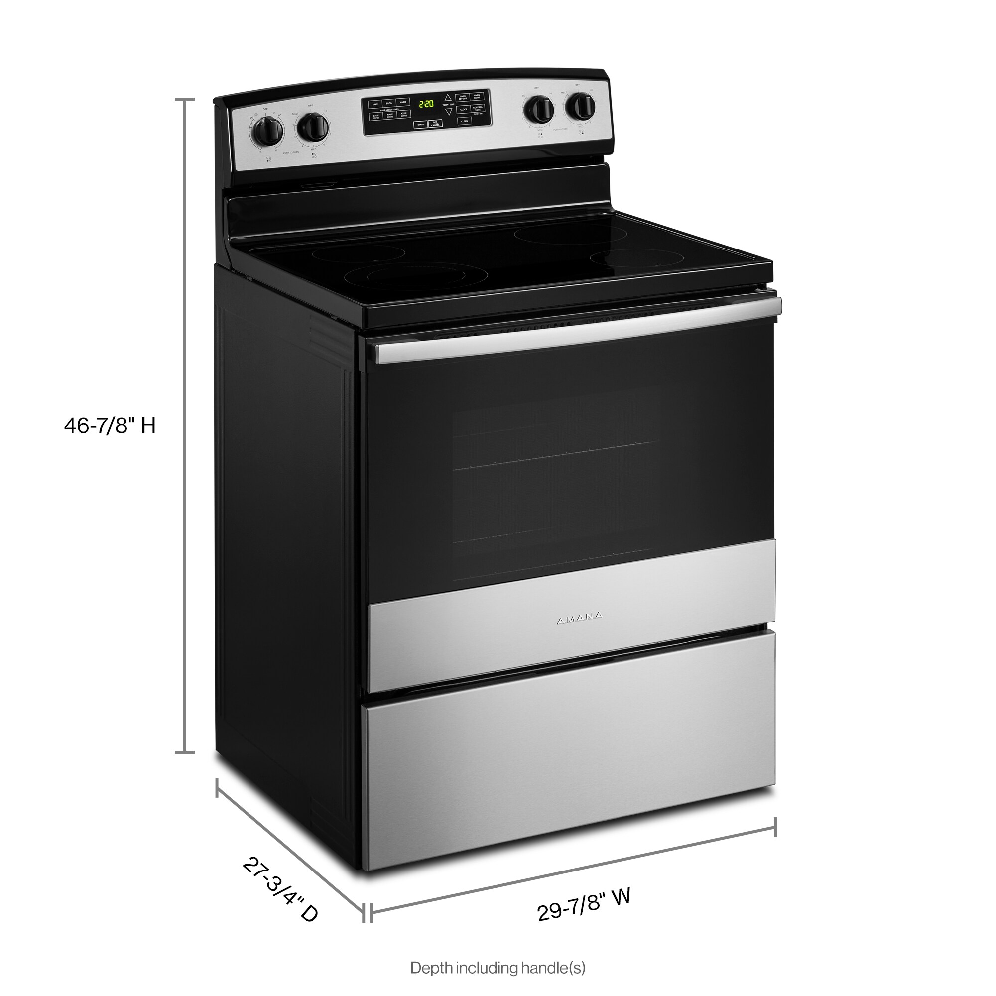 30inch Amana® Electric Range with ExtraLarge Oven Window Blackon