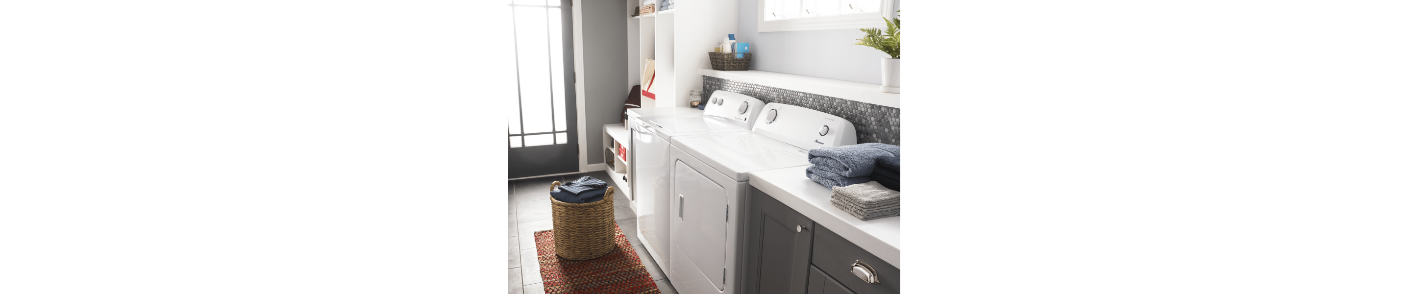 White top loading washer and dryer set