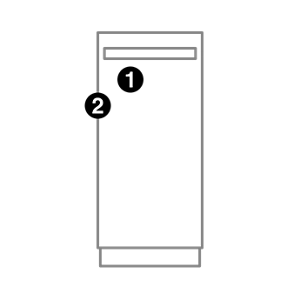A trash compactor with numbers indicating model number placement