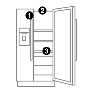 A refrigerator with numbers indicating model number placement