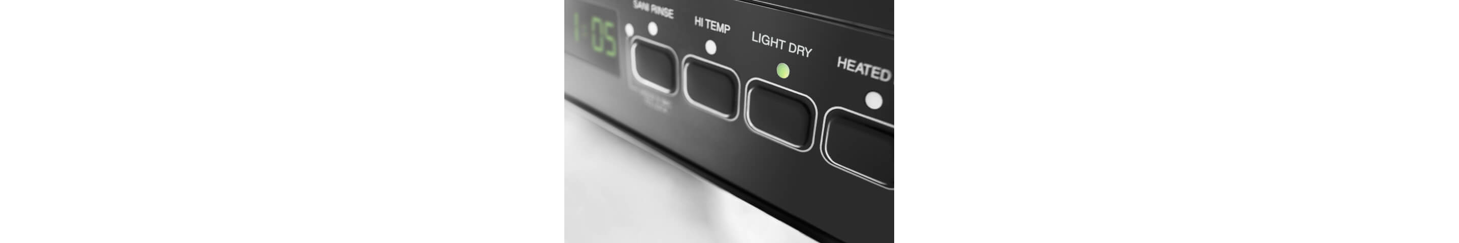 Close up on dishwasher control console