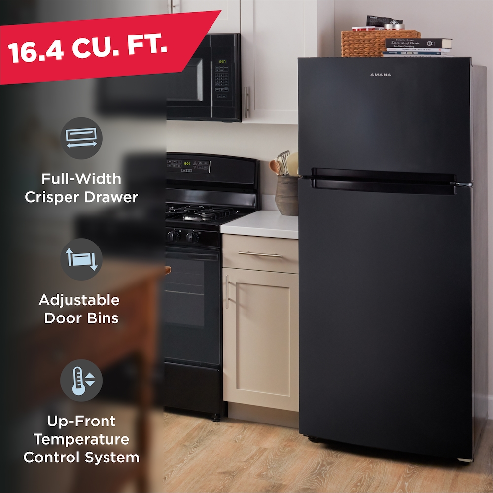 Top Freezer Refrigerator - 16.4 cu. ft. Black ARTX3028PB | Amana